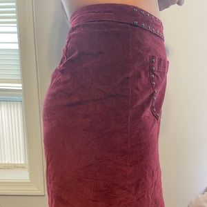 Mossimo maroon size 12, velvet skirt with silver/gold beading